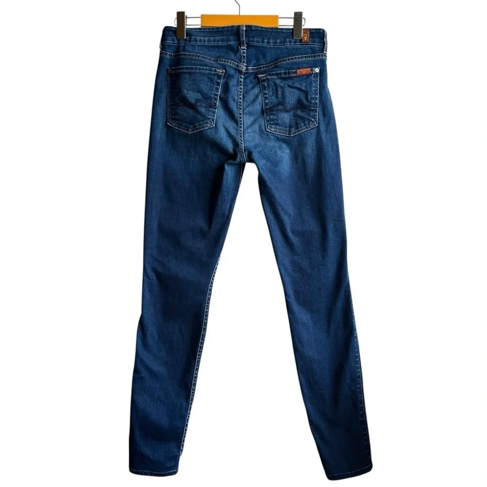 7 For All Mankind Mid Rise Skinny Dark Wash Denim 29 - Picture 5 of 11